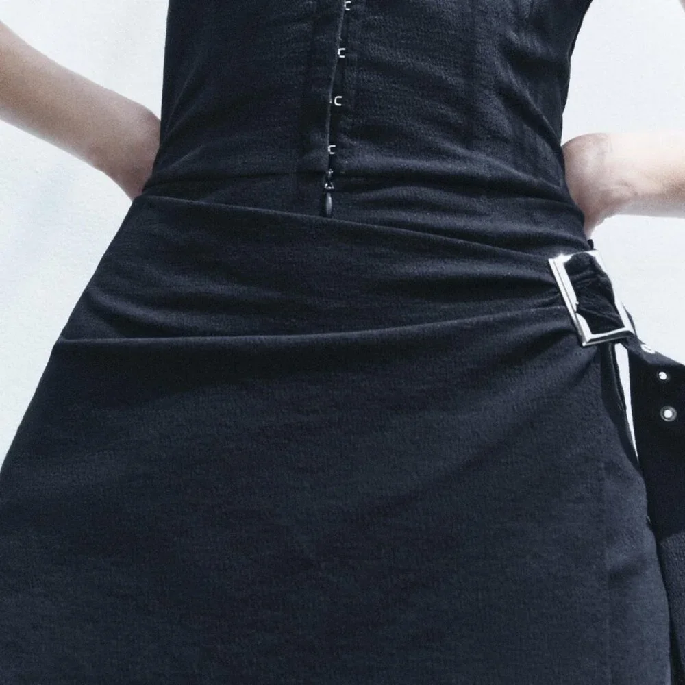 Zara Linen Blend Halter Jumpsuit with Skirt